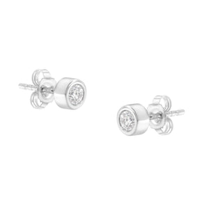 10K Gold 1/4 Cttw Round Brilliant-Cut Near Colorless Diamond Bezel-Set Stud Earrings (H-I Color, I1-I2 Clarity)-1