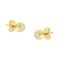 10K near-colorless gold stud earrings with 2 round diamond stones