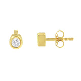 10K Gold 1/4 Cttw Round Brilliant-Cut Near Colorless Diamond Bezel-Set Stud Earrings (H-I Color, I1-I2 Clarity)-2 thumbnail 3