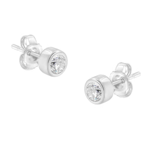 10K Gold 0.30 Cttw Round Brilliant-Cut Near Colorless Diamond Bezel-Set Stud Earrings (H-I Color, I1-I2 Clarity)-1
