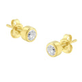 10K gold earrings with 2 round diamond stones in bezel settings