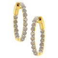 10K yellow gold hoop earrings with channel-set round diamond stones