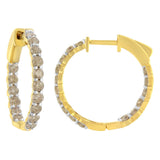 10K Yellow Gold Plated Sterling Silver Diamond Hoop Earrings (2 cttw, K-L Color, I2-I3 Clarity)-1 thumbnail 2