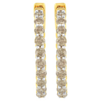 10K Yellow Gold Plated Sterling Silver Diamond Hoop Earrings (2 cttw, K-L Color, I2-I3 Clarity)