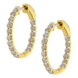 10K Yellow Gold Plated Sterling Silver Diamond Hoop Earrings (2 cttw, K-L Color, I2-I3 Clarity)-4 thumbnail 5