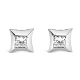 10K white gold ring with invisible-set princess-cut diamond stones thumbnail 1