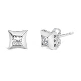 10K White Gold 1/2 Cttw Invisible Set Princess-Cut Diamond Stud Earrings (H-I Color, SI2-I1 Clarity)-1 thumbnail 2