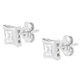 10K White Gold 1/2 Cttw Invisible Set Princess-Cut Diamond Stud Earrings (H-I Color, SI2-I1 Clarity)-4 thumbnail 5