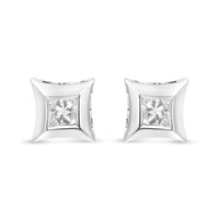 10K White Gold 1/3 Cttw Invisible Set Style Princess-Cut Diamond Stud Earrings (H-I Color, SI2-I1 Clarity)