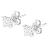 10K White Gold 1/3 Cttw Invisible Set Style Princess-Cut Diamond Stud Earrings (H-I Color, SI2-I1 Clarity)-4 thumbnail 5