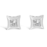 10K White Gold 1/5 Cttw Invisible Set Princess-Cut Diamond Stud Earrings (H-I Color, SI2-I1 Clarity)-1 thumbnail 2