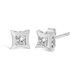 10K White Gold 1/5 Cttw Invisible Set Princess-Cut Diamond Stud Earrings (H-I Color, SI2-I1 Clarity)-3 thumbnail 4