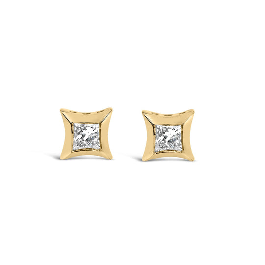 10K White Gold 1/5 Cttw Invisible Set Princess-Cut Diamond Stud Earrings (H-I Color, SI2-I1 Clarity)-0