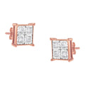 925 rose gold earrings with round diamond composite stones