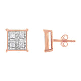 Rose Gold Plated Sterling Silver Diamond Composite Stud Earrings (3/4 cttw, J-K Color, I1-I2 Clarity)-1 thumbnail 2