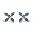 .925 Sterling Silver 1/3 Cttw Blue Diamond Floral Earrings-0