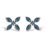 .925 Sterling Silver 1/3 Cttw Blue Diamond Floral Earrings-0 thumbnail 1