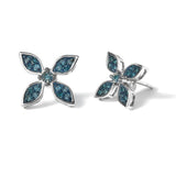 .925 Sterling Silver 1/3 Cttw Blue Diamond Floral Earrings-1 thumbnail 2