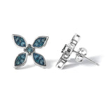 .925 Sterling Silver 1/3 Cttw Blue Diamond Floral Earrings-3 thumbnail 4