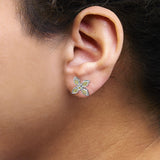 Sterling Silver Yellow Treated Diamond Accent Floral Stud Earrings-2 thumbnail 3