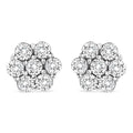 14K white gold ring with round diamond stones in a floral cluster