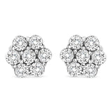 14K white gold ring with round diamond stones in a floral cluster thumbnail 1