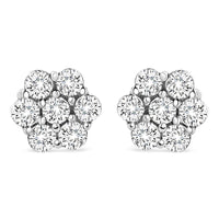 14K White Gold 1/2 cttw Round-Cut Diamond Floral Stud Earrings (I-J Color, SI2-I1 Clarity)