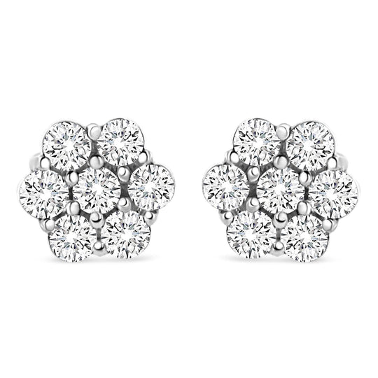 14K White Gold 1/2 cttw Round-Cut Diamond Floral Stud Earrings (I-J Color, SI2-I1 Clarity)-0