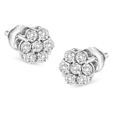 14K White Gold 1/2 cttw Round-Cut Diamond Floral Stud Earrings (I-J Color, SI2-I1 Clarity)-1 thumbnail 2