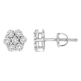 14K White Gold 1/2 cttw Round-Cut Diamond Floral Stud Earrings (I-J Color, SI2-I1 Clarity)-3 thumbnail 4