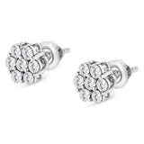 14K White Gold 1/2 cttw Round-Cut Diamond Floral Stud Earrings (I-J Color, SI2-I1 Clarity)-4 thumbnail 5
