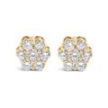 14K white gold ring with 7 round diamond stones in a floral cluster
