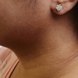 14K White Gold 7 Stone Floral Cluster Round Brilliant Cut Diamond Stud Earrings with Screw Backs(I-J, SI2-I1)-2 thumbnail 3