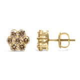 14K Yellow Gold 1.0 Cttw Diamond Floral Stud Earrings (J-K Color, VS2-SI1 Clarity)-3 thumbnail 4