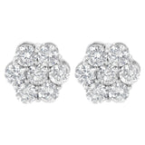 Sterling Silver 2 cttw Floral Composite 7 Stone Diamond Stud Earring (I-J, I1-I2)-3 thumbnail 4