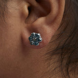 Sterling Silver 2 cttw Floral Composite 7 Stone Diamond Stud Earring (I-J, I1-I2)-2 thumbnail 3