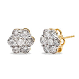14K Yellow Gold 2.0 Cttw Diamond Floral Cluster Stud Earring with Screw Back (H-I Color, SI1-SI2 Clarity)-1 thumbnail 2