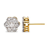 14K Yellow Gold 2.0 Cttw Diamond Floral Cluster Stud Earring with Screw Back (H-I Color, SI1-SI2 Clarity)-3 thumbnail 4