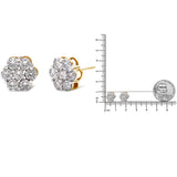 14K Yellow Gold 2.0 Cttw Diamond Floral Cluster Stud Earring with Screw Back (H-I Color, SI1-SI2 Clarity)-4 thumbnail 5