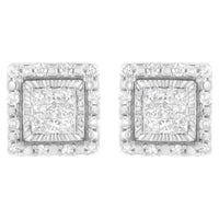 10K White Gold 1/2 cttw Invisible Set Princess-Cut Diamond Square Stud Earring (I-J Color, I1-I2 Clarity)
