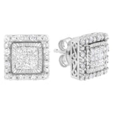 10K White Gold 1/2 cttw Invisible Set Princess-Cut Diamond Square Stud Earring (I-J Color, I1-I2 Clarity)-1 thumbnail 2