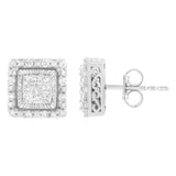 10K White Gold 1/2 cttw Invisible Set Princess-Cut Diamond Square Stud Earring (I-J Color, I1-I2 Clarity)-3 thumbnail 4