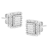 10K White Gold 1/2 cttw Invisible Set Princess-Cut Diamond Square Stud Earring (I-J Color, I1-I2 Clarity)-4 thumbnail 5