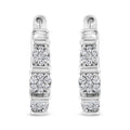 .925 Sterling Silver 1/2 Cttw Lab Grown Round Diamond Floral Cluster Hoop Earrings (F-G Color, SI1-SI2 Clarity)-0