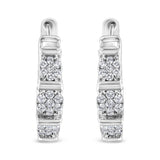 .925 Sterling Silver 1/2 Cttw Lab Grown Round Diamond Floral Cluster Hoop Earrings (F-G Color, SI1-SI2 Clarity)-0 thumbnail 1