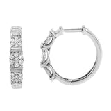 .925 Sterling Silver 1/2 Cttw Lab Grown Round Diamond Floral Cluster Hoop Earrings (F-G Color, SI1-SI2 Clarity)-1 thumbnail 2