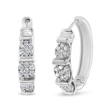 .925 Sterling Silver 1/2 Cttw Lab Grown Round Diamond Floral Cluster Hoop Earrings (F-G Color, SI1-SI2 Clarity)-3 thumbnail 4
