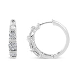 .925 Sterling Silver 1/2 Cttw Lab Grown Round Diamond Floral Cluster Hoop Earrings (F-G Color, SI1-SI2 Clarity)-4 thumbnail 5