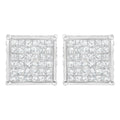 10K white gold stud earring with princess-cut composite diamond stones