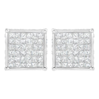 10K White Gold 2ct TDW Princess-Cut Composite Diamond Stud Earring (I-J ,I2-I3)